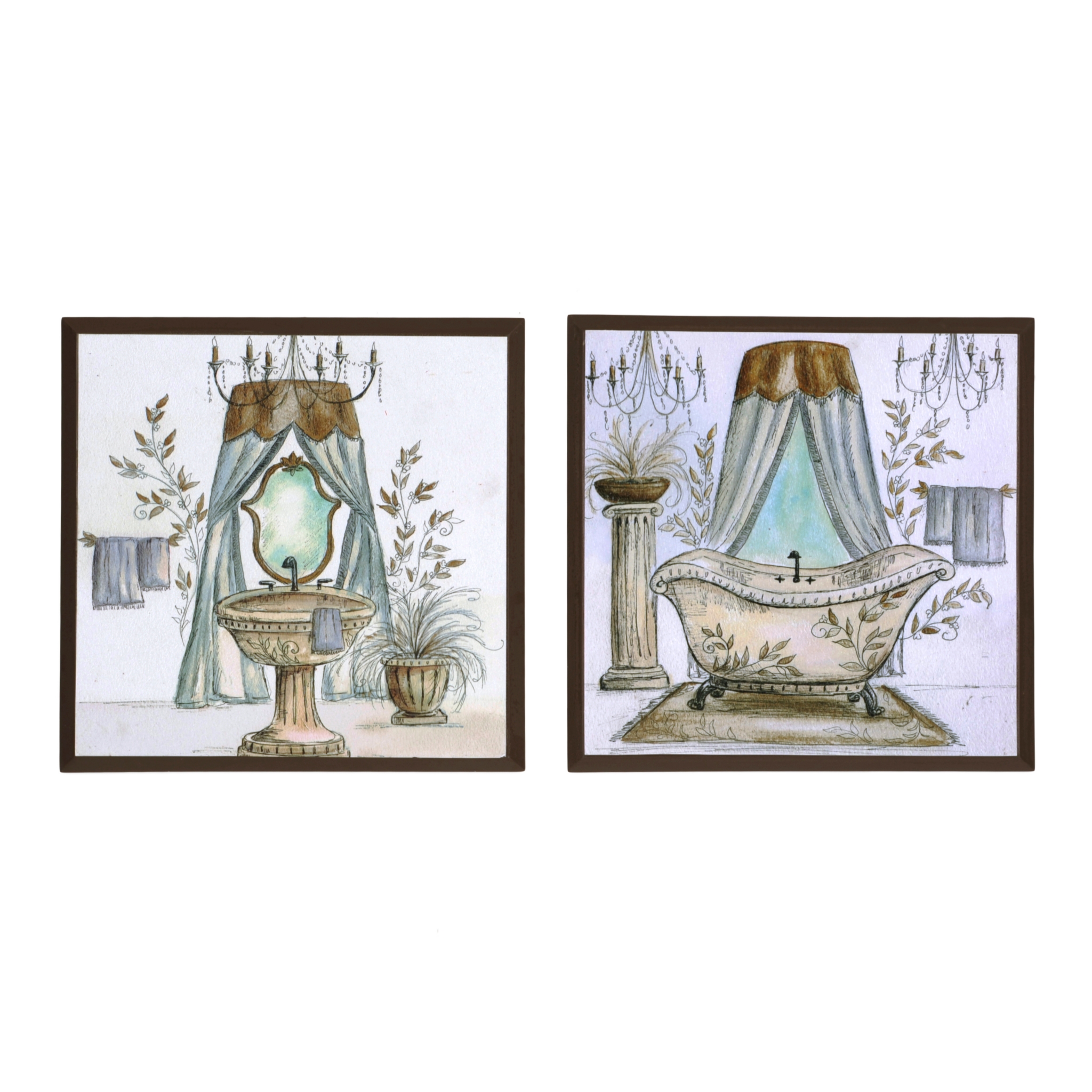 French Bathroom Sketch Plaques | Kirklands