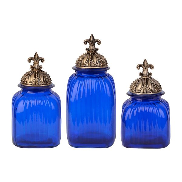 Blue Crown Fleur De Lis Canisters Set Of 3 Kirklands