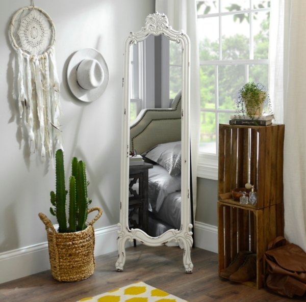 Distressed White Morgan Cheval Mirror
