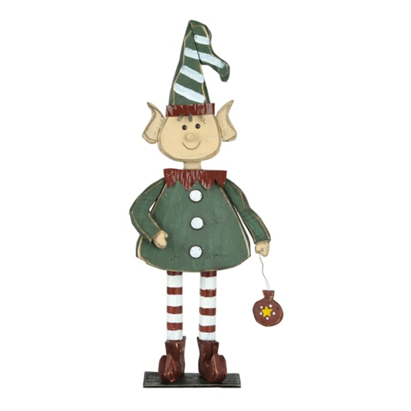 Distressed Wooden Elf Statue | Kirklands