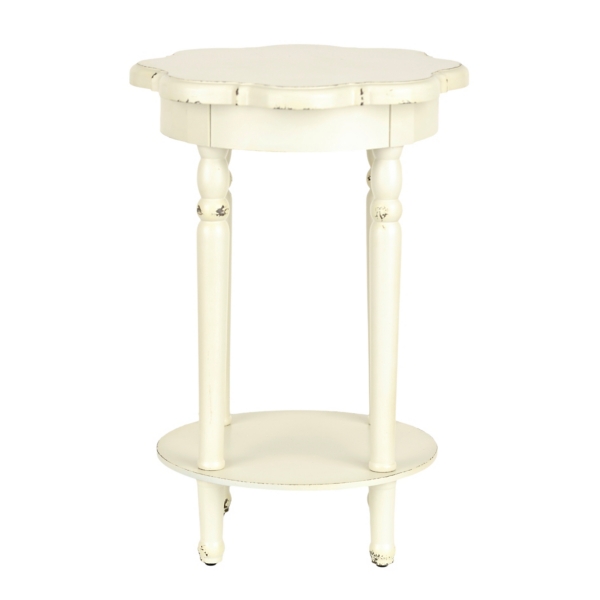 Round Ivory Scalloped Accent Table | Kirklands