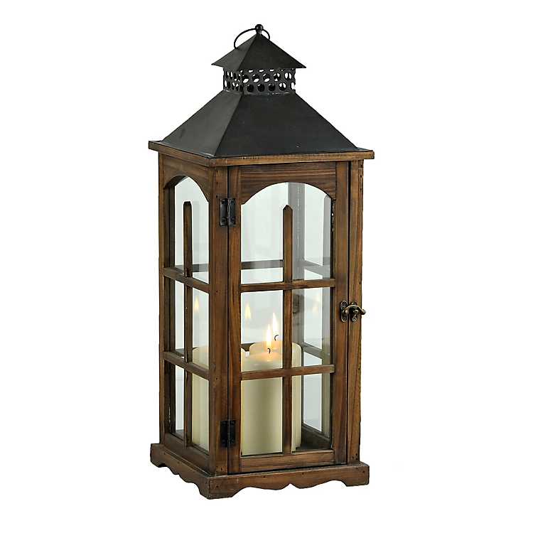 holds a tin lantern Country new rustic brown metal lantern wall bracket