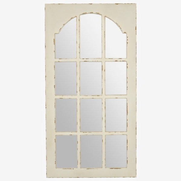 Distressed White Window Pane Mirror Kirklands