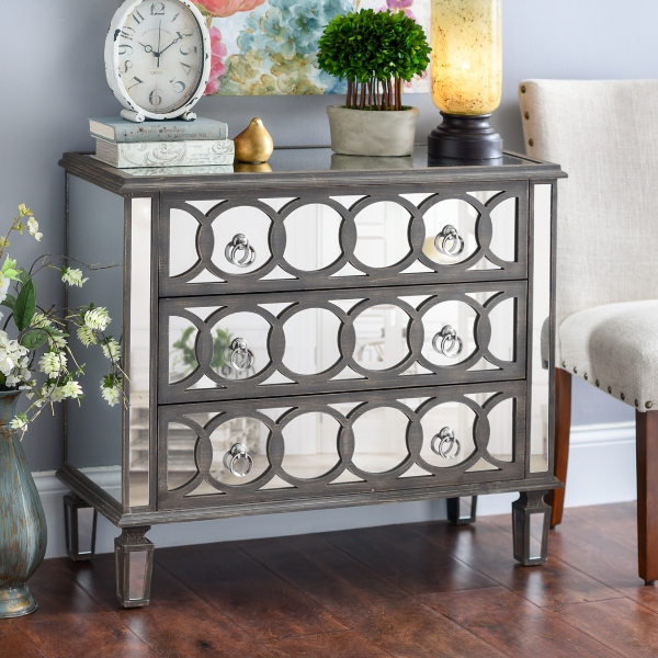 Olivia Circles Mirrored 3 Drawer Chest Kirklands