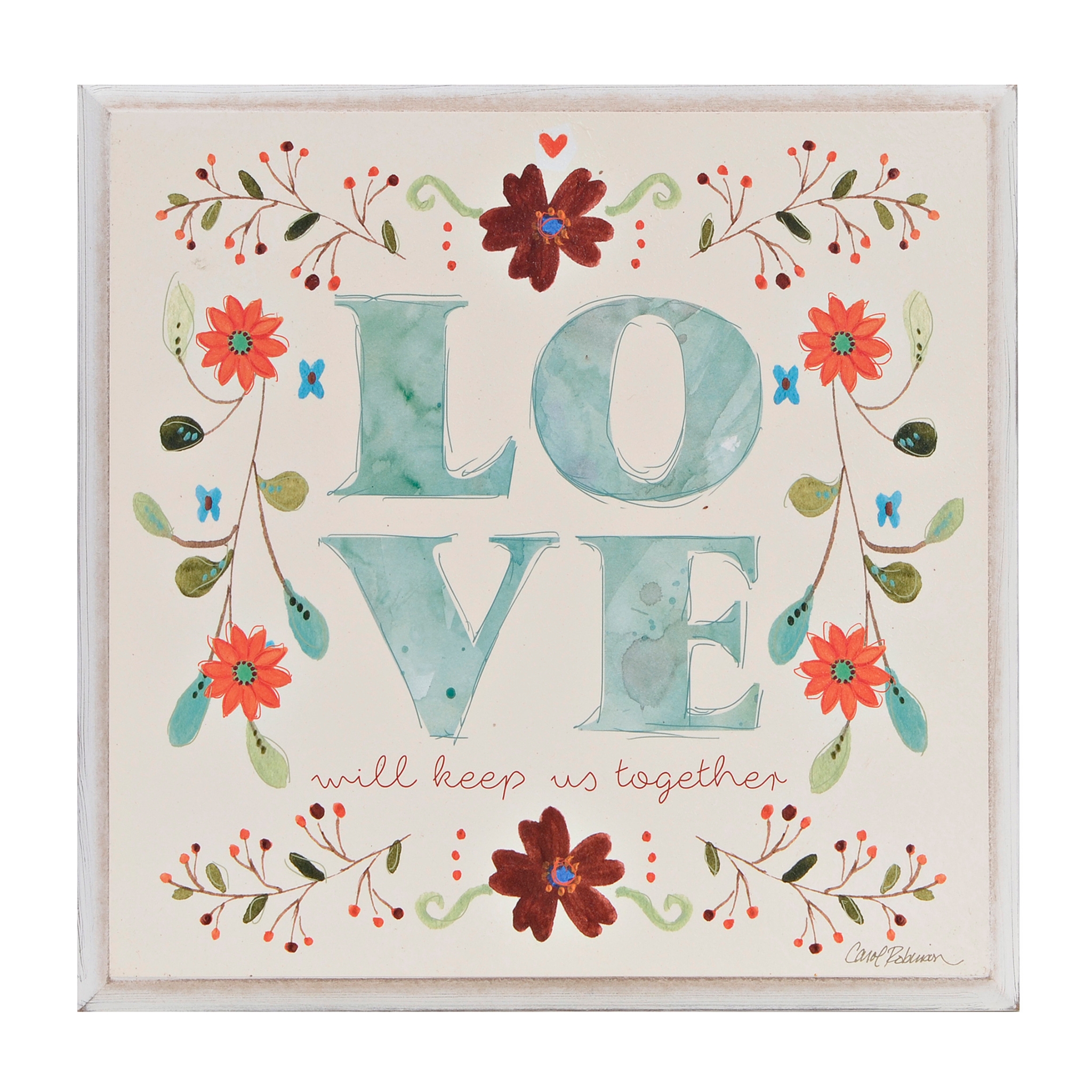 Love Floral Wooden Plaque | Kirklands