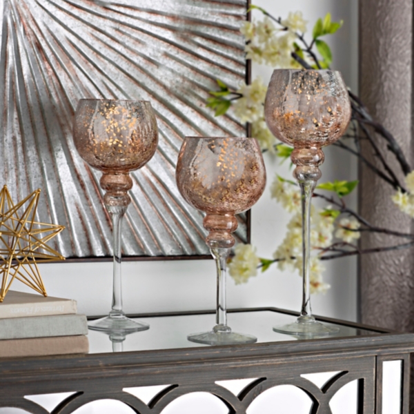 Rose Gold Crackle Glass Charismas Set Of 3 Kirklands