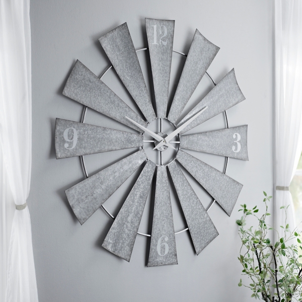 Anniblaire Galvanized Windmill Clock
