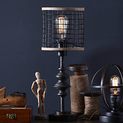 Metal and Burlap Edison Lamp