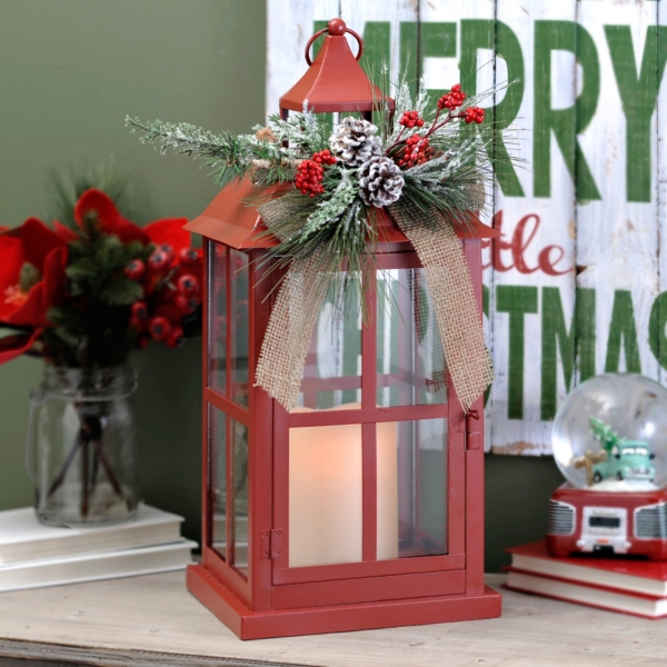 Christmas Red Floral Led Lantern Kirklands