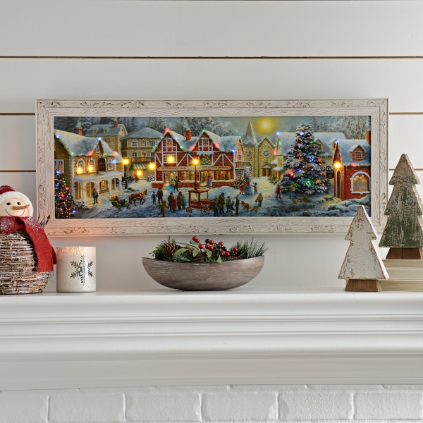 Led Small Town Christmas Night Framed Art Print Kirklands