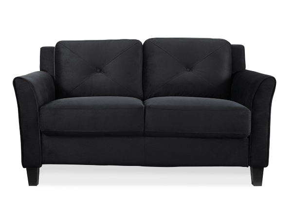 Black Villena Microfiber Curved Loveseat Kirklands