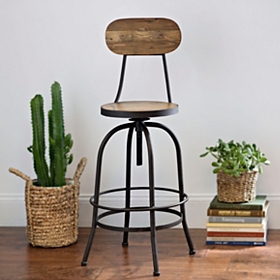 Industrial Elm Wood Bar Stool