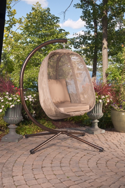 Bark Brown Mesh Hanging Egg Chair With Cushions Kirklands