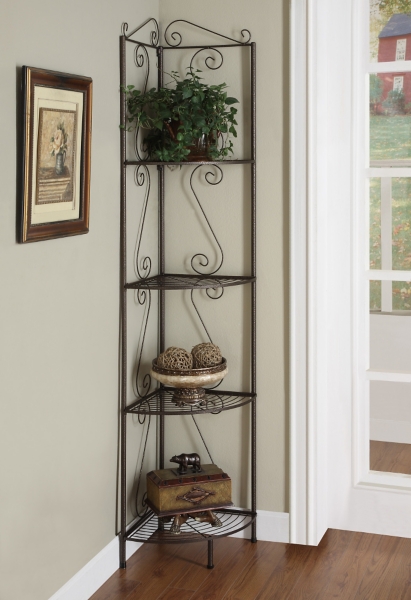 Copper Metal Corner Etagere Bookcase Kirklands