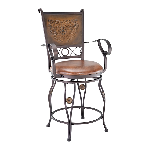 Copper Stamped Counter Stool With Arms Kirklands