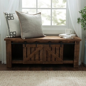 Natural Farmhouse Sliding Bench