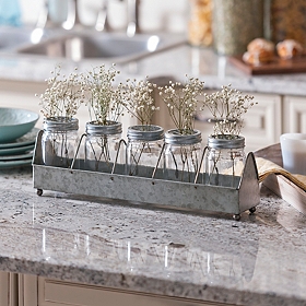 Galvanized Metal Glass Jar 6-pc. Vase Runner Set