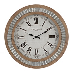 Silas Galvanized Wooden Wall Clock