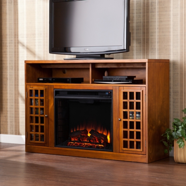 Pine Altman Electric Fireplace Media Cabinet Kirklands