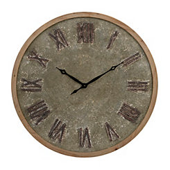 Galvanized Face Wooden Wall Clock