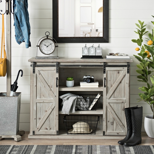 Natural Farmhouse Sliding Door Cabinet Kirklands