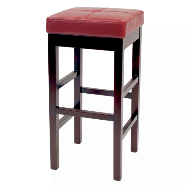 Red Valencia Backless Leather Counter Stool