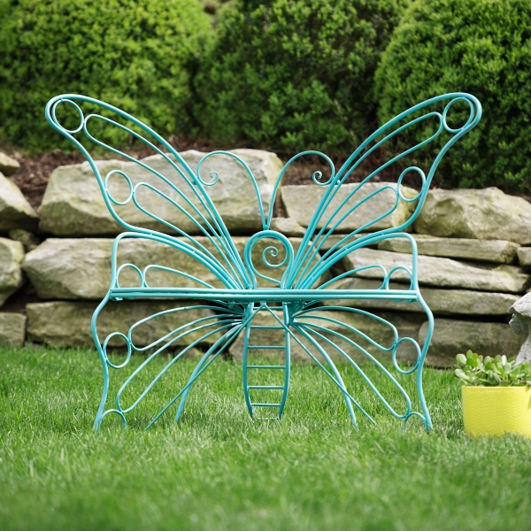 Turquoise Butterfly Metal Chair