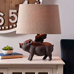 Antique Flying Pig Table Lamp