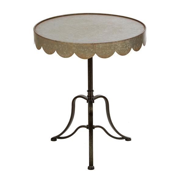 Galvanized Round Scallop Accent Table