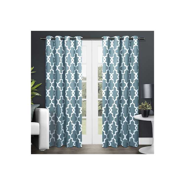 teal blue 95 inch grommet curtain panels