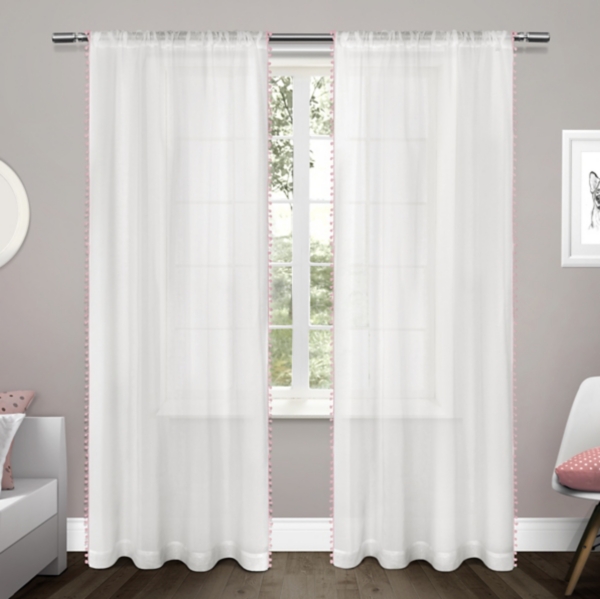 Pink Pom Pom Kids Curtain Panel Set 96 In Kirklands