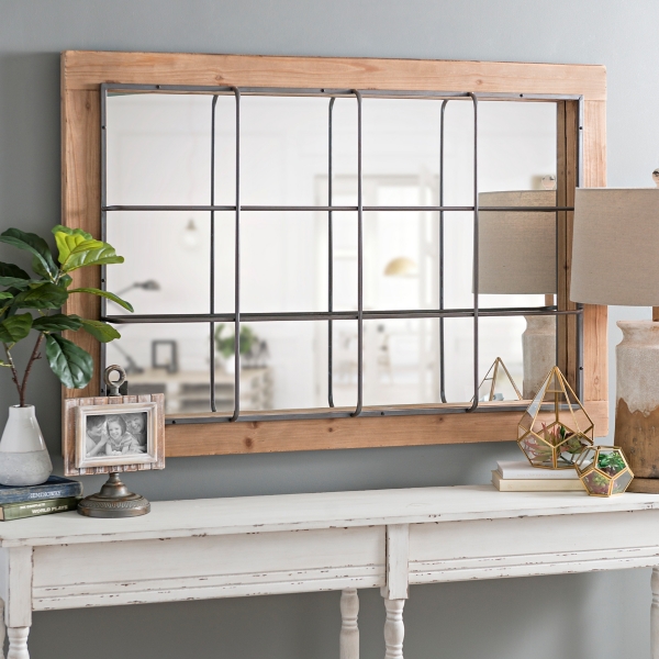 Emmie Raw Wood and Metal Mirror