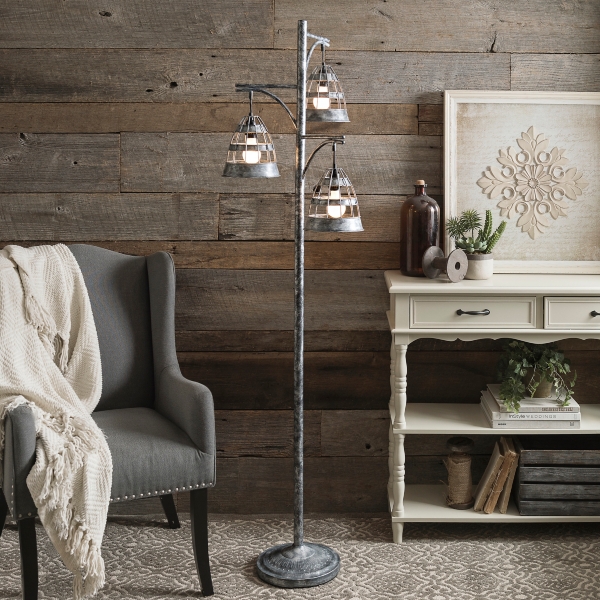 Triple Galvanized Metal Floor Lamp Kirklands