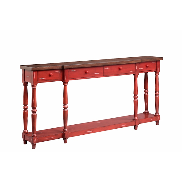 Red Four Drawer Narrow Console Table Kirklands