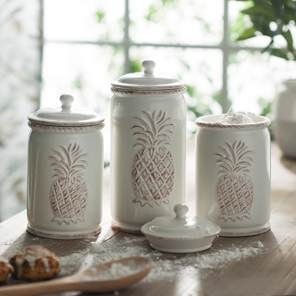 Cream Pineapple Canisters Set Of 3 Kirklands