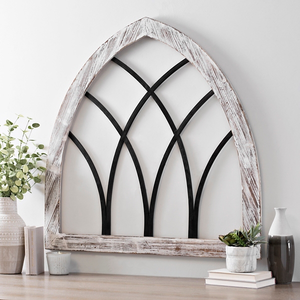 Weathered White Cathedral Arch Wall Plaque Kirklands
