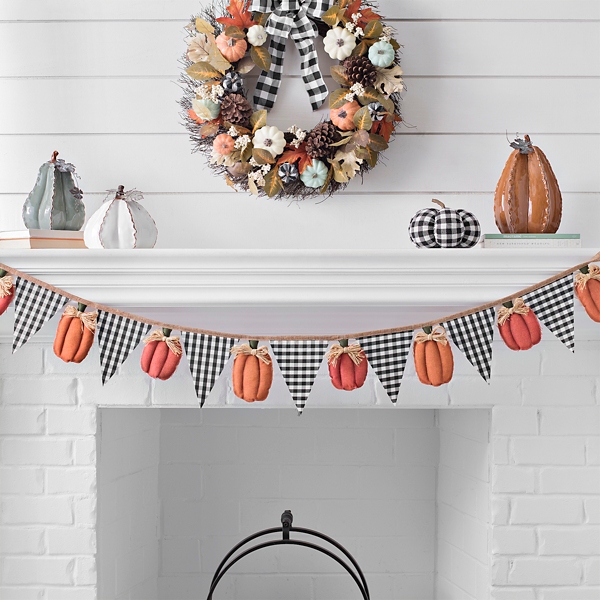 Gingham Flag And Pumpkin Pennant Banner Kirklands