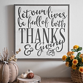 Thanks and Giving Wooden Wall Plaque