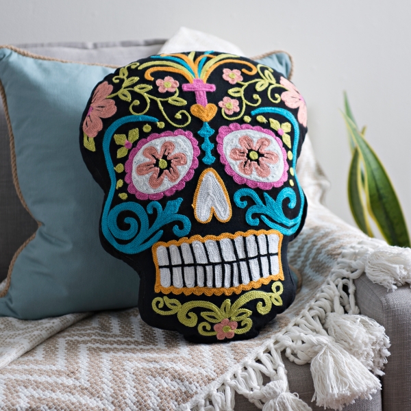 Day Of The Dead Sugar Skull Pillow Kirklands