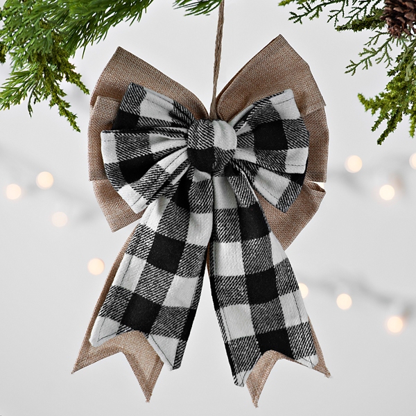 Black And White Buffalo Check Bow Ornament Kirklands