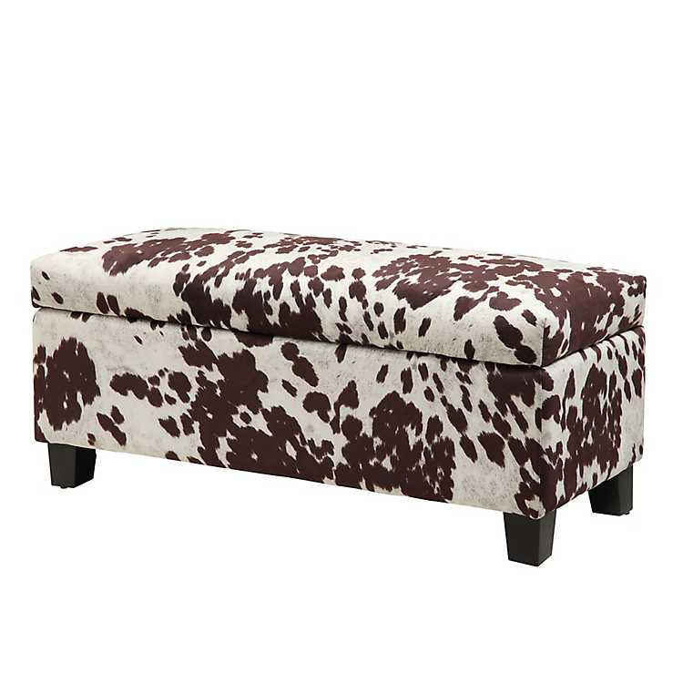 White And Tan Cowhide Storage Bench Kirklands