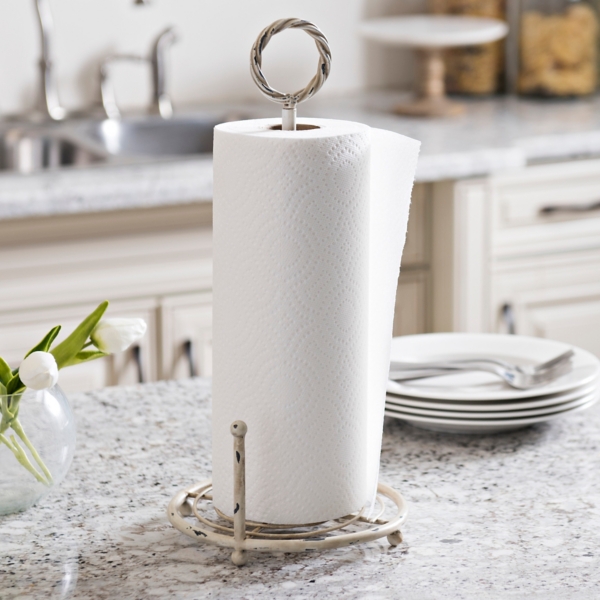 Distressed Cream Paper Towel Holder Kirklands