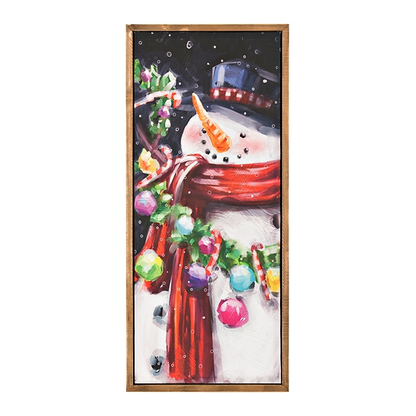 Colorful Snowman Framed Canvas Art Print | Kirklands