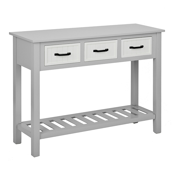 Gray And White Beadboard 3 Drawer Console Table Kirklands