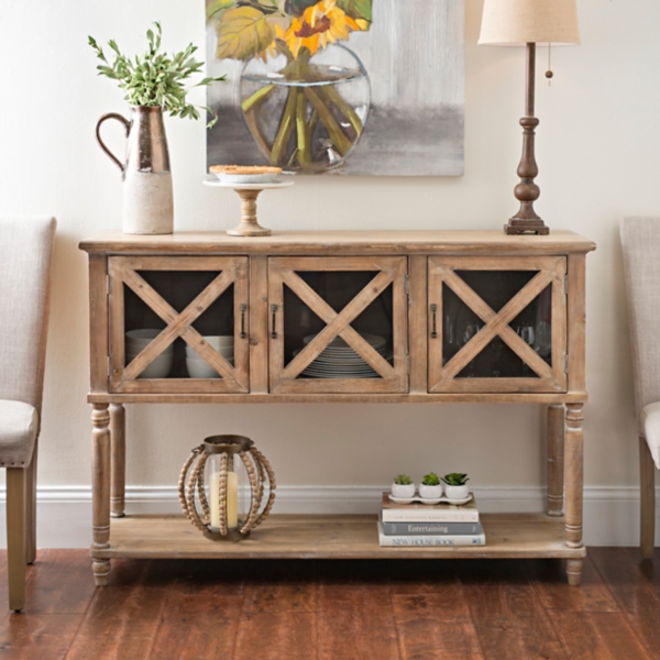 Wood And Glass Barn Door Console Table