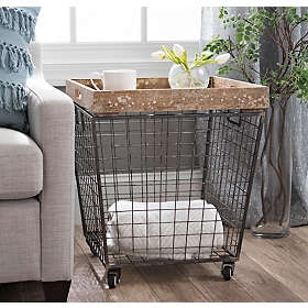 Industrial Wire Crate Accent Table