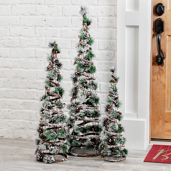 Pre Lit Pine Needle Christmas Trees Set Of 3 Kirklands