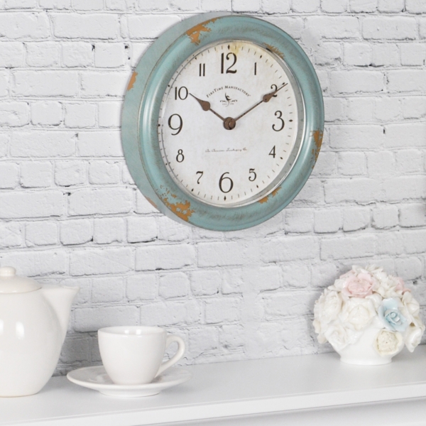 Teal Patina Wall Clock