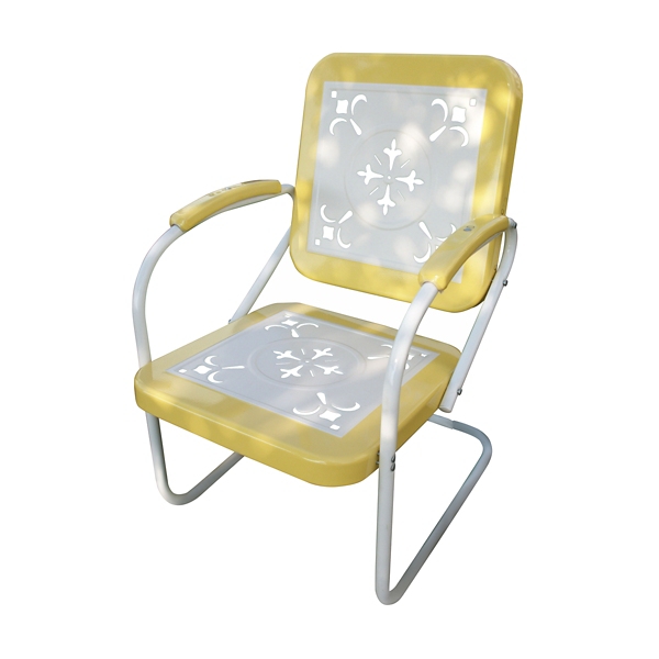 Yellow And White Retro Metal Chair Kirklands