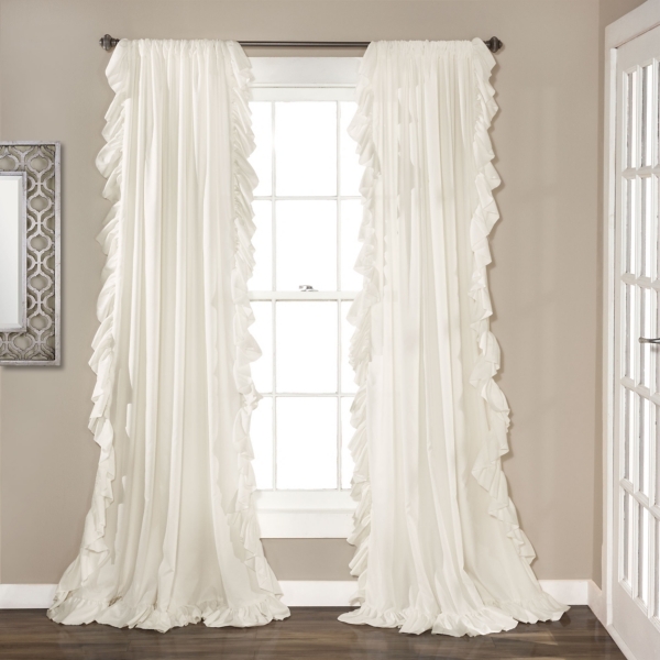 White Reyna Ruffle Curtain Panel Set 84 In Kirklands